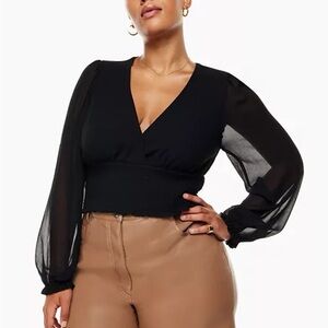 Black Sheer Sleeve Blouse